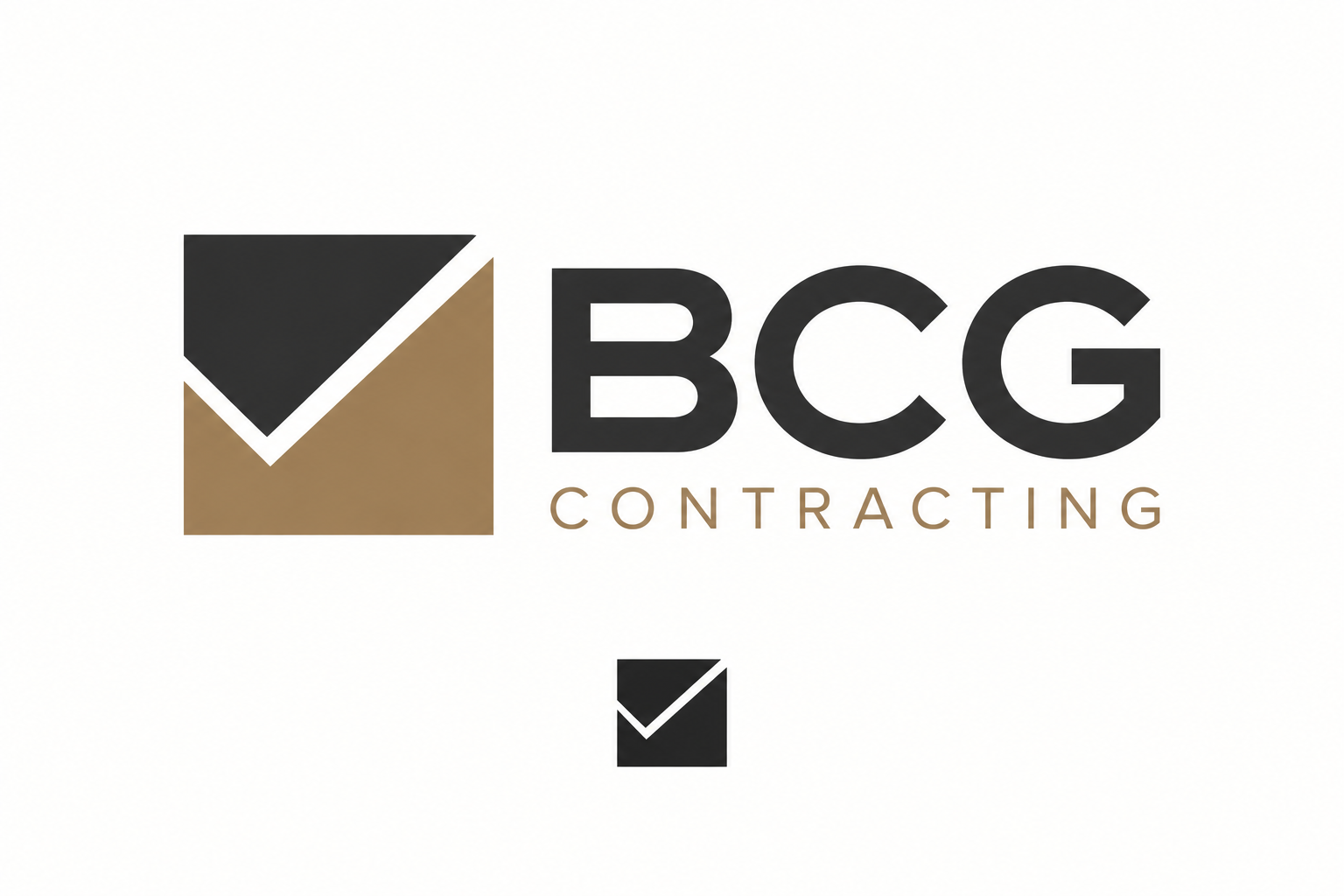 BCG Contracting — charcoal and bronze checkmark logo